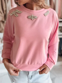 Bluzki Damskie>Dstreet Bluzka damska masełko z długi rękawem CRYSTALIA różowa RY2768