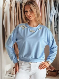 Bluzki Damskie>Dstreet Bluzka damska masełko z długi rękawem CRYSTALIA błękitna RY2769