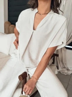 Bluzki Damskie>Dstreet Bluzka damska NAMAYAS beżowa RY2606