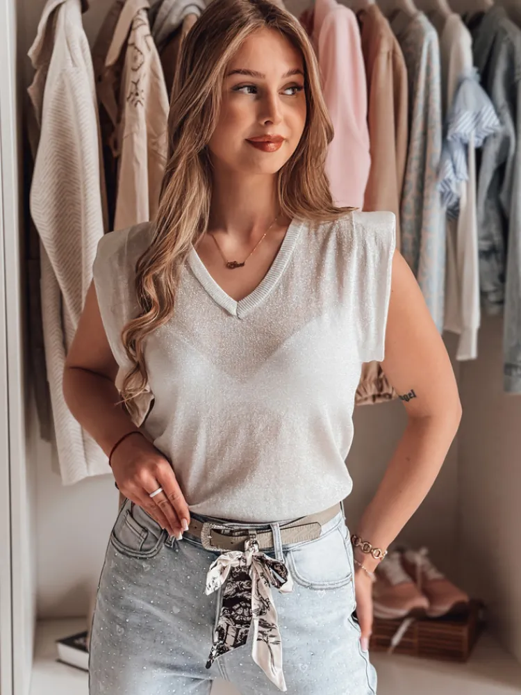 Bluzki Damskie>Dstreet Bluzka damska one size krótka SELFINA popielaty MY2437