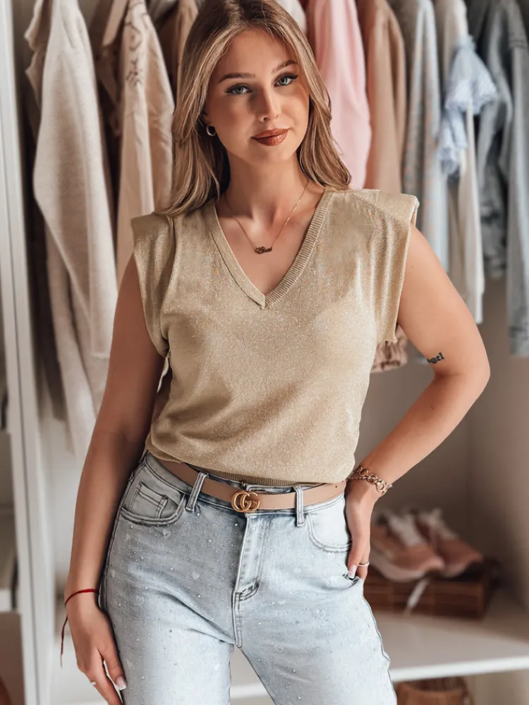 Bluzki Damskie>Dstreet Bluzka damska one size krótka SELFINA złota MY2436