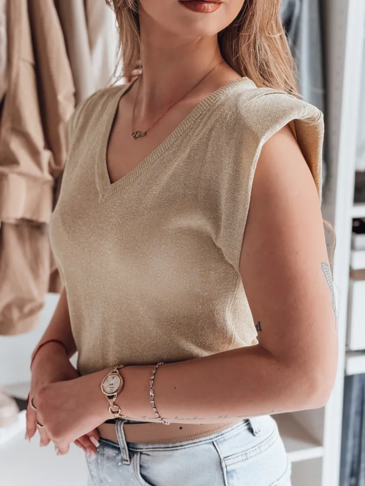 Bluzki Damskie>Dstreet Bluzka damska one size krótka SELFINA złota MY2436