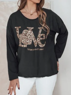 Bluzki Damskie>Dstreet Bluzka damska one size LOVEGLOW ciemnoszara RY2697
