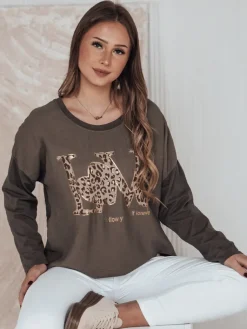 Bluzki Damskie>Dstreet Bluzka damska one size LOVEGLOW ciemnobrązowa RY2698