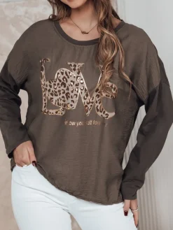 Bluzki Damskie>Dstreet Bluzka damska one size LOVEGLOW ciemnobrązowa RY2698