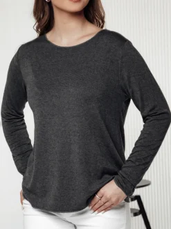 Bluzki Damskie>Dstreet Bluzka damska one size LUCERIA z wisiorkiem grafitowa RY2675