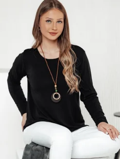 Bluzki Damskie>Dstreet Bluzka damska one size LUCERIA z wisiorkiem czarna RY2674