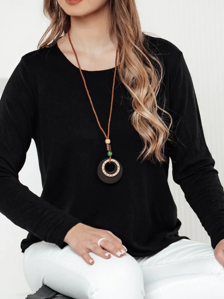 Bluzki Damskie>Dstreet Bluzka damska one size LUCERIA z wisiorkiem czarna RY2674