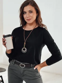 Bluzki Damskie>Dstreet Bluzka damska one size MINIMODA z wisiorkiem czarna RY2678