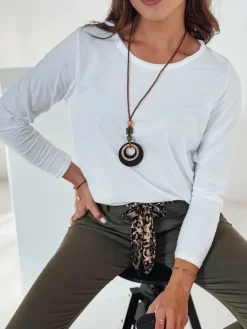 Bluzki Damskie>Dstreet Bluzka damska one size MINIMODA z wisiorkiem biała RY2679