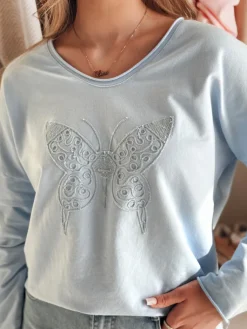 Bluzki Damskie>Dstreet Bluzka damska one size oversize FLOFLY błękitna RY2785