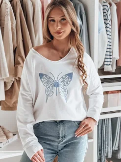 Bluzki Damskie>Dstreet Bluzka damska one size oversize FLOFLY biała RY2783