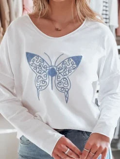 Bluzki Damskie>Dstreet Bluzka damska one size oversize FLOFLY biała RY2783