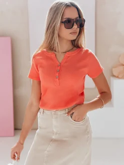 Bluzki Damskie>Dstreet Bluzka damska one size prążkowana KISS LOOK różowa RY2838