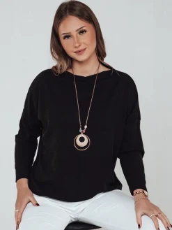 Bluzki Damskie>Dstreet Bluzka damska one size WERIIO z wisiorkiem czarna RY2710