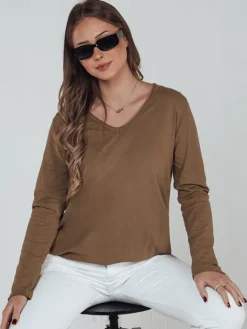 Bluzki Damskie>Dstreet Bluzka damska oversize VAVLSTYLES gładka kamelowa RY2686