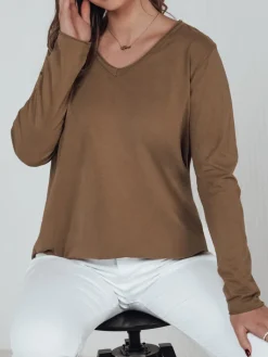 Bluzki Damskie>Dstreet Bluzka damska oversize VAVLSTYLES gładka kamelowa RY2686