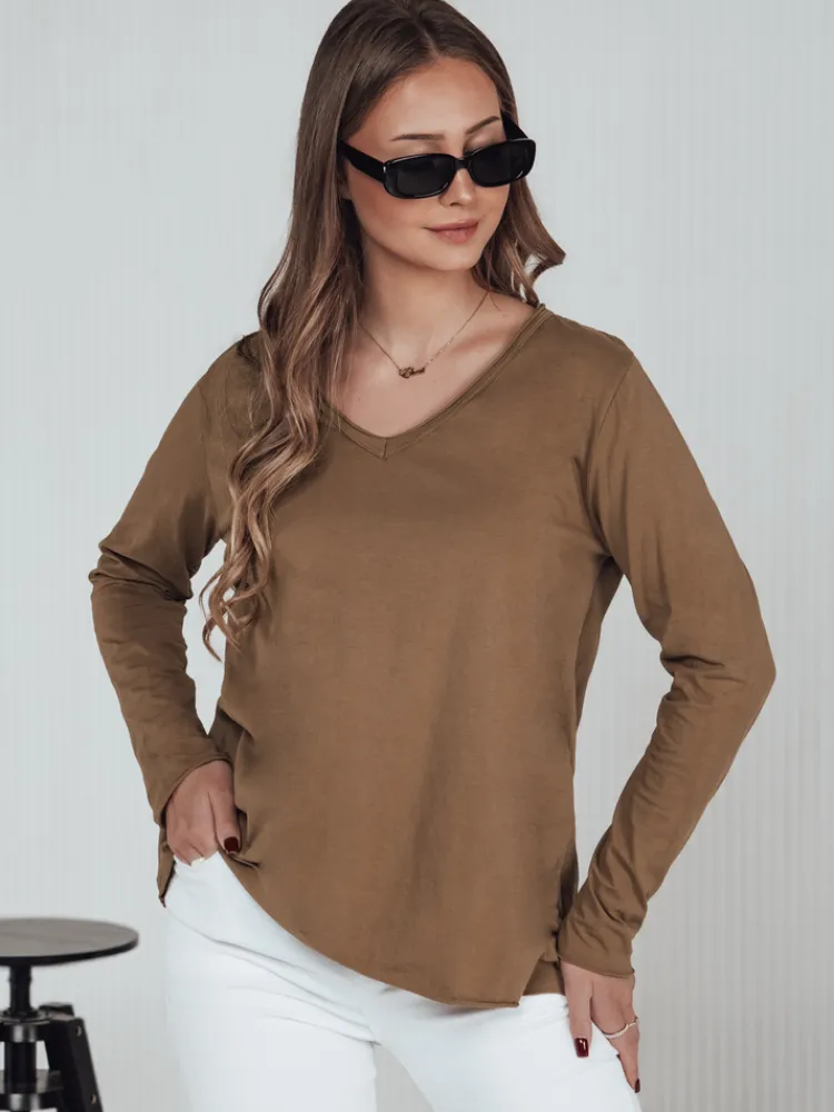 Bluzki Damskie>Dstreet Bluzka damska oversize VAVLSTYLES gładka kamelowa RY2686