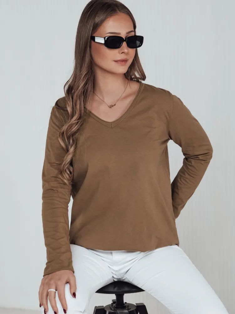 Bluzki Damskie>Dstreet Bluzka damska oversize VAVLSTYLES gładka kamelowa RY2686