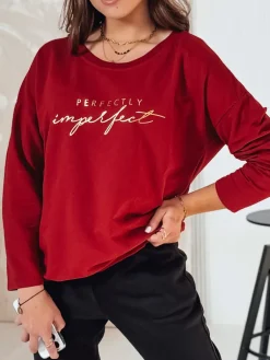 Bluzki Damskie>Dstreet Bluzka damska oversize VIVILINES z nadrukiem bordowa RY2693