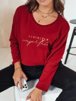 Bluzki Damskie>Dstreet Bluzka damska oversize VIVILINES z nadrukiem bordowa RY2693