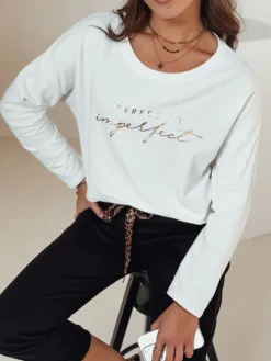 Bluzki Damskie>Dstreet Bluzka damska oversize VIVILINES z nadrukiem biała RY2691