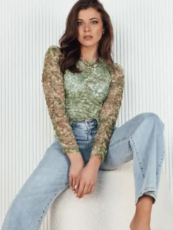 Bluzki Damskie>Dstreet Bluzka damska RUFFI zielona RY2358