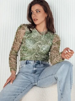 Bluzki Damskie>Dstreet Bluzka damska RUFFI zielona RY2358