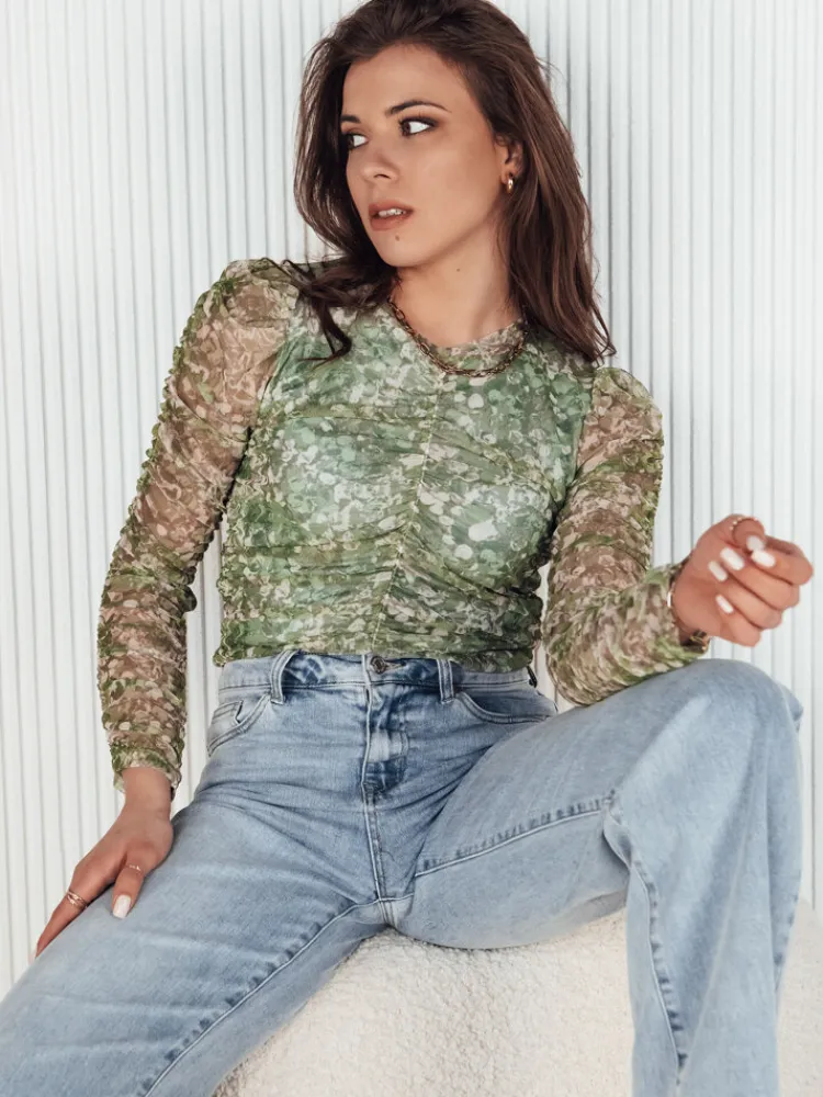 Bluzki Damskie>Dstreet Bluzka damska RUFFI zielona RY2358