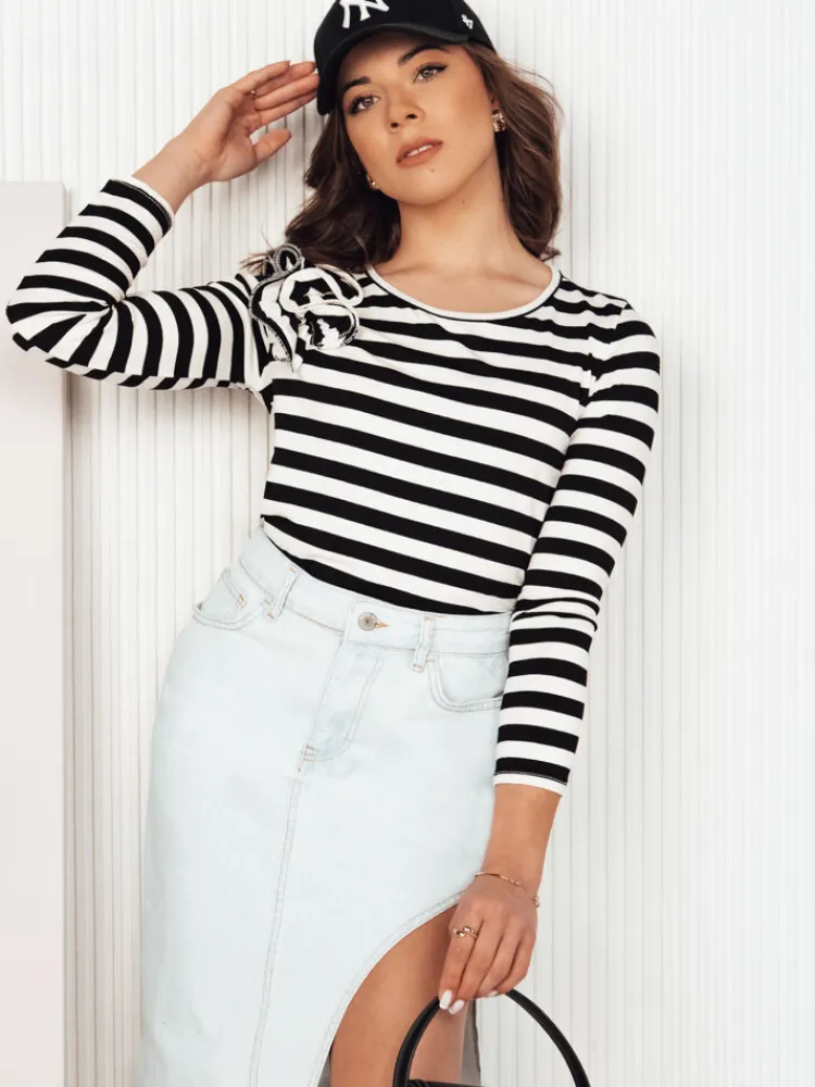 Bluzki Damskie>Dstreet Bluzka damska w paski MORAS czarna RY2483