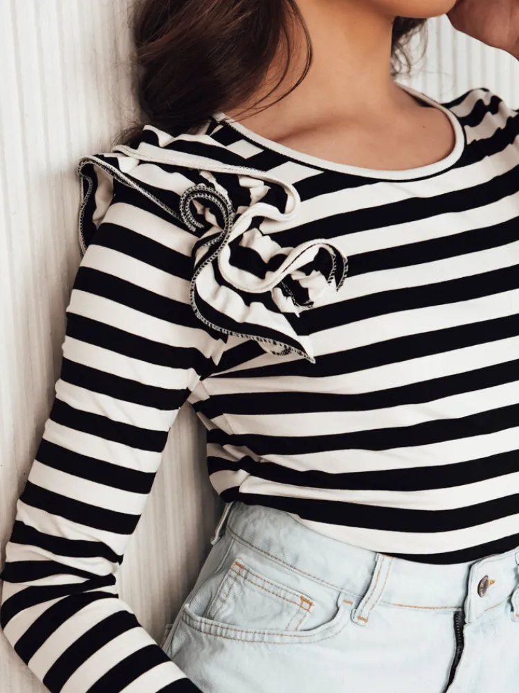 Bluzki Damskie>Dstreet Bluzka damska w paski MORAS czarna RY2483