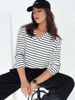 Bluzki Damskie>Dstreet Bluzka damska w paski VARASE biała RY2365