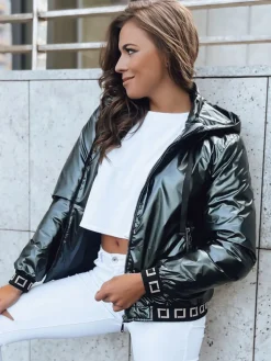 Kurtki Damskie>Dstreet Bomberka damska z kapturem DEMETER zielona TY3786