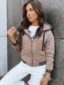 Kurtki Damskie>Dstreet Bomberka damska z kapturem SELENE kamelowa TY3752