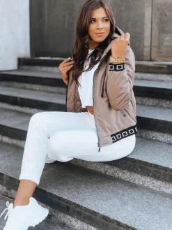 Kurtki Damskie>Dstreet Bomberka damska z kapturem SELENE kamelowa TY3752