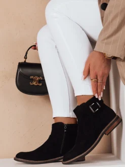 Botki>Dstreet Botki damski na płaskim obcasie BUTENA czarne ZY0834