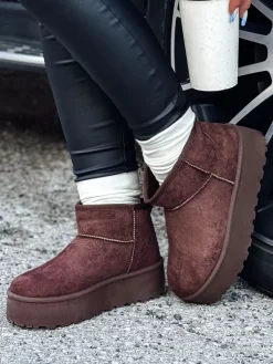 Botki>Dstreet Botki damskie ALPIKA z wysoką podeszwą brązowe ZY0563