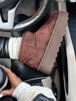 Botki>Dstreet Botki damskie ALPIKA z wysoką podeszwą brązowe ZY0563