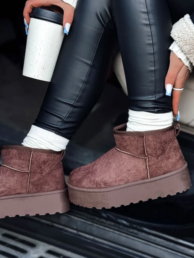 Botki>Dstreet Botki damskie ALPIKA z wysoką podeszwą brązowe ZY0563