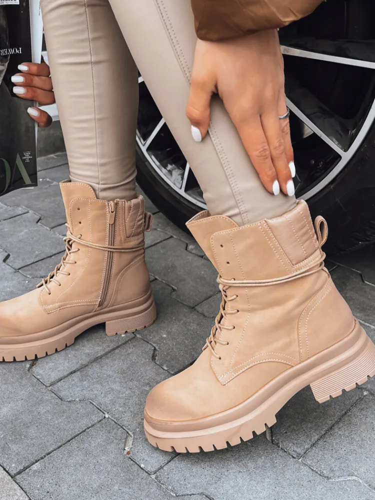 Botki>Dstreet Botki damskie BASTEL beżowe ZY0422