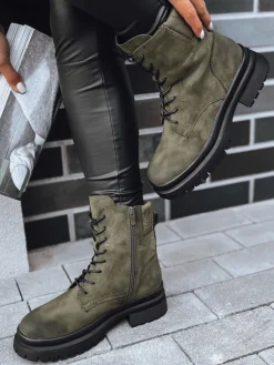 Botki>Dstreet Botki damskie BASTEL ciemnozielone ZY0426