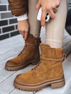 Botki>Dstreet Botki damskie BASTEL kamelowe ZY0425