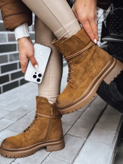 Botki>Dstreet Botki damskie BASTEL kamelowe ZY0425