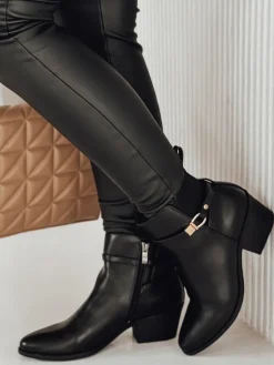 Botki>Dstreet Botki damskie BLENESSON na lekkim obcasie czarne ZY0576