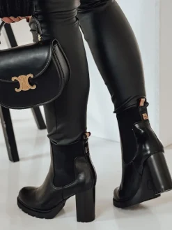 Botki>Dstreet Botki damskie BOOTELY na obcasie czarne ZY0496