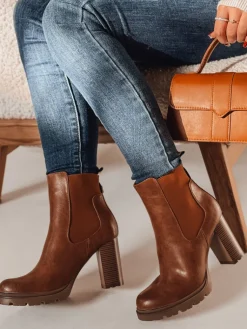 Botki>Dstreet Botki damskie CHICMOVE na obcasie kamelowe ZY0577