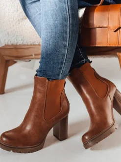 Botki>Dstreet Botki damskie CHICMOVE na obcasie kamelowe ZY0577