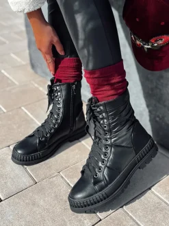 Botki>Dstreet Botki damskie CITYSTRY wiązane z grubą podeszwą czarne ZY0539