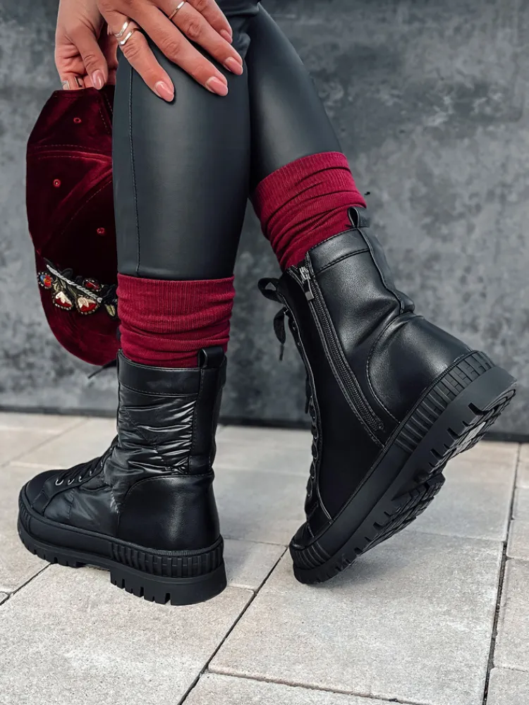 Botki>Dstreet Botki damskie CITYSTRY wiązane z grubą podeszwą czarne ZY0539