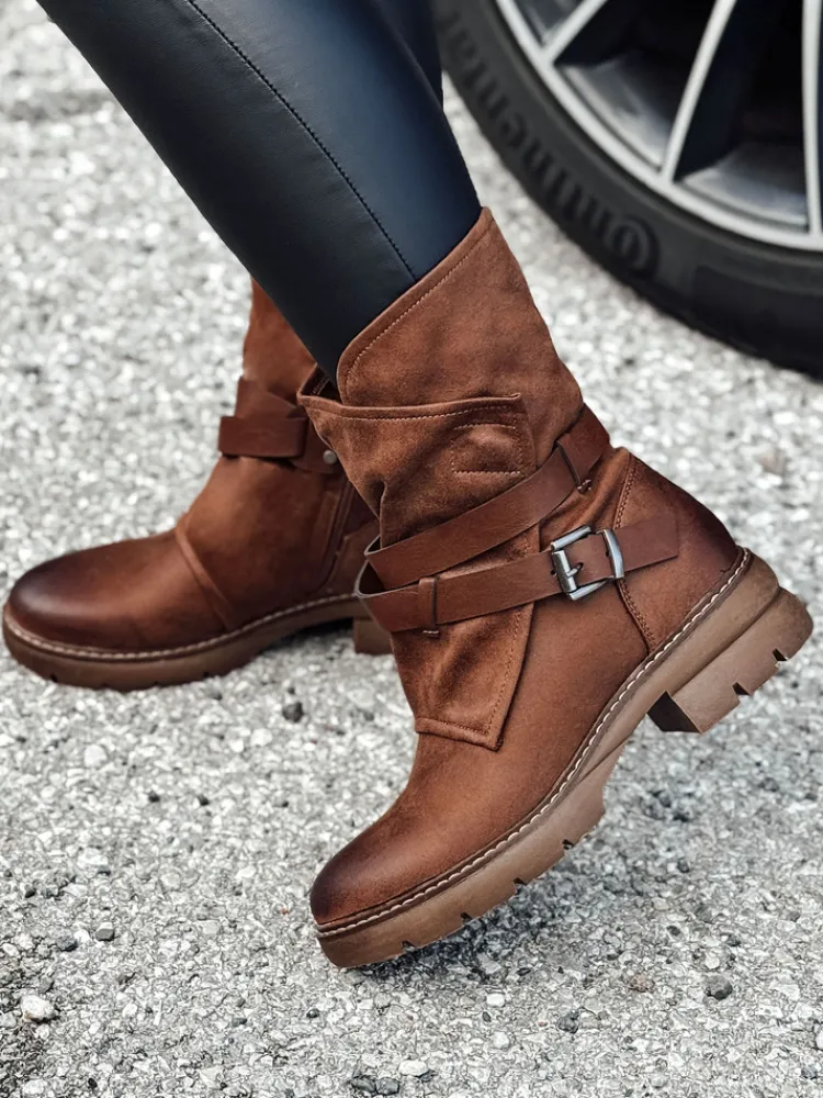 Botki>Dstreet Botki damskie CORALIA na platformie kamelowe ZY0564